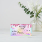 Unicorn glitter drip Credit Kaart hologram toevoeg Visitekaartje (Staand voorkant)