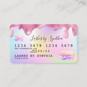 Unicorn glitter drip Creditcard hologram add name Visitekaartje
