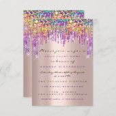 Unicorn Glitter Drips Roos Gold Bridal Sweet 16th Kaart (Voorkant / Achterkant)