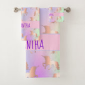 Unicorn glitter druppelt de regenboogroze paarse n bad handdoek (Insitu)