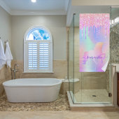 Unicorn glitter druppelt roze regenboogmonogram op strandlaken