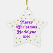 Unicorn Glitter Flowers Stars Gepersonaliseerd Keramisch Ornament (Achterkant)