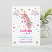 Unicorn Glitter Girls Birthday Kaart (Staand voorkant)