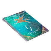 Unicorn Glitter Gold Lights Blauwe Letter G Notitieboek (Rechterzijde)