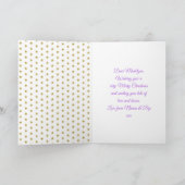 Unicorn Glitter Kerstmis voor kleindochter Paars Feestdagen Kaart (Binnen)