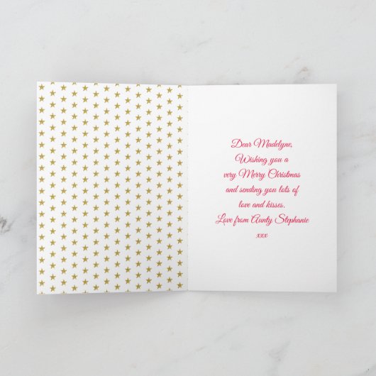 Unicorn Glitter Kerstmis voor Niece Feestdagen Kaart (Binnen)