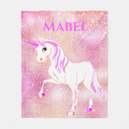 Unicorn Glitter Magical Pink Personal Fleece Deken