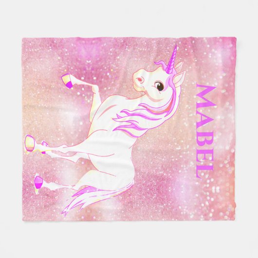Unicorn Glitter Magical Pink Personal Fleece Deken (Voorkant (Horizontaal))