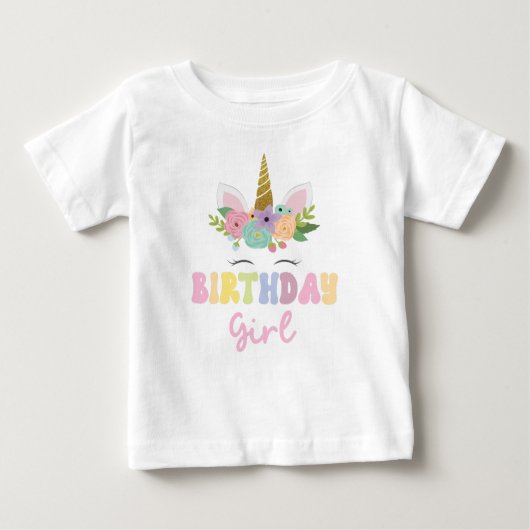 Unicorn Glitter Rainbow Birthday Girl Party Outfit (Voorkant)
