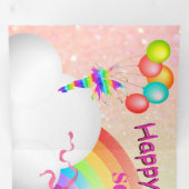 Unicorn Glitter Rainbow Kinder Moderne Birthday Drieluik Uitnodiging (Binnenzijde eerst)