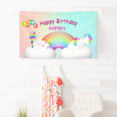 Unicorn Glitter Rainbow Kinder Moderne Birthday Spandoek (Insitu)