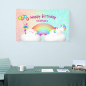 Unicorn Glitter Rainbow Kinder Moderne Birthday Spandoek (Beurs)