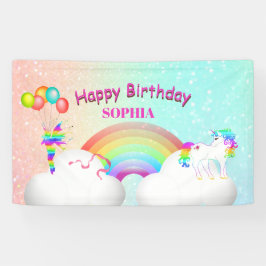 Unicorn Glitter Rainbow Kinder Moderne Birthday Spandoek