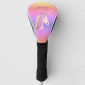 Unicorn Glitter Rainbow Persoonlijke naam Golfheadcover (Voorkant)