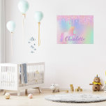 Unicorn glitter regenboogmonogram, holografisch imitatie canvas print<br><div class="desc">Een trendy holografische achtergrond met eenhoorn- en regenboogpastelkleuren in roze,  paars,  roos goud,  muntgroen. Ontkleurd met faux glitter-druppels in roos goud,  roze en paars. Personaliseer en voeg jouw naam toe. Paarse gekleurde letters. Een beetje alledaags glazuur om je dag op te helderen!</div>