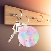 Unicorn glitter regenboogmonogram, holografisch sleutelhanger