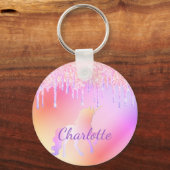 Unicorn glitter regenboogmonogram, holografisch sleutelhanger (Voorkant)