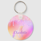 Unicorn glitter regenboogmonogram, holografisch sleutelhanger (Achterkant)