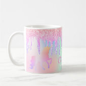 Unicorn glitter roze holografische monogram koffiemok (Links)