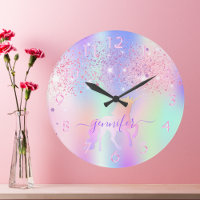 Unicorn glitter roze paarse monogram