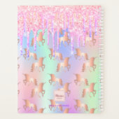 Unicorn glitter roze paarse naam foto 2023 planner (Achterkant)