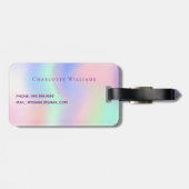Unicorn glitter roze regenboognam holografisch mei bagagelabel (Achterkant horizontaal)