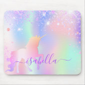 Unicorn glitter roze roze roze roze regenboog muismat (Voorkant)