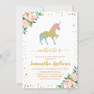Unicorn Glitter Sillhouette Cute Baby Girl Shower Kaart