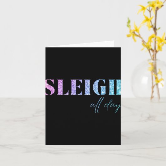 Unicorn Glitter Sleigh All Day Christmas Kaart (Gele Bloem)