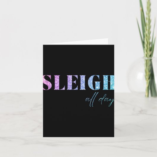 Unicorn Glitter Sleigh All Day Christmas T Shirt Kaart (Voorkant)