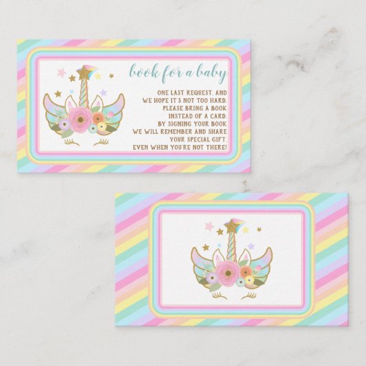 Unicorn Glitter Stars Cute brengt boek mee Informatiekaartje (Voorkant / Achterkant)