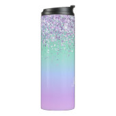 Unicorn Glitter Thermal Personalized Tumbler Thermosbeker (Gedraaid links)