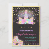 Unicorn Glow Roller Skating Invitation, Unicorn Kaart (Voorkant)