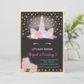 Unicorn Glow Roller Skating Invitation, Unicorn Kaart (Staand voorkant)