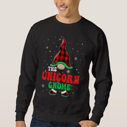 Unicorn Gnome Buffalo Plaid Matching Family Christ Trui (Voorkant)