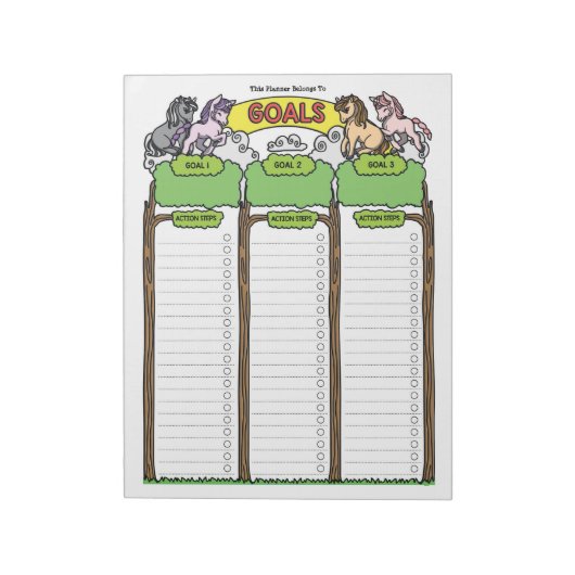 Unicorn Goal Planner Aangepast Notitieblok (Linkerzijde)