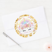 Unicorn Gold Birthday Hartelijk dank Ronde Sticker (Envelop)