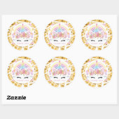 Unicorn Gold Birthday Hartelijk dank Ronde Sticker (Vel)