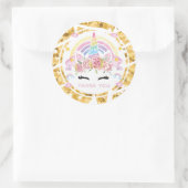 Unicorn Gold Birthday Hartelijk dank Ronde Sticker (Tas)