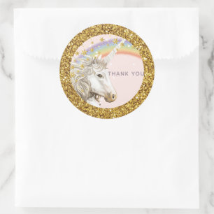 Unicorn Gold Birthday Hartelijk dank Ronde Sticker