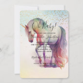 Unicorn Gold Confetti Sparkle Baby shower Kaart (Voorkant)