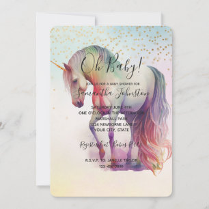 Unicorn Gold Confetti Sparkle Baby shower Kaart