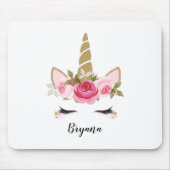 Unicorn Gold Floral Cute Trendy Muismat (Voorkant)