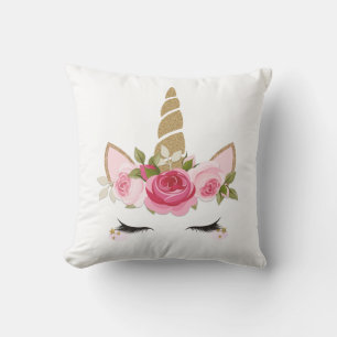Unicorn Gold Floral Cute Trendy Sierkussen