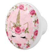 Unicorn Gold Floral Rozen Cute Trendy Keramische Knop (Rechts)