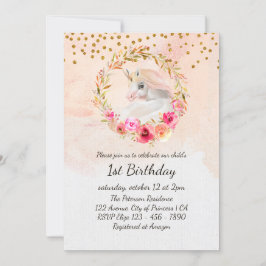 Unicorn Gold Glitter Pink Baby Girl Eerste verjaar Kaart