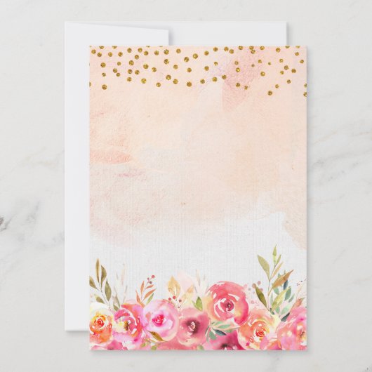 Unicorn Gold Glitter Pink Baby Girl Eerste verjaar Kaart (Achterkant)