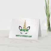 Unicorn Gold Green Shamrock St Patricks Day Feestdagen Kaart (Voorkant)