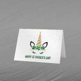 Unicorn Gold Green Shamrock St Patricks Day Feestdagen Kaart