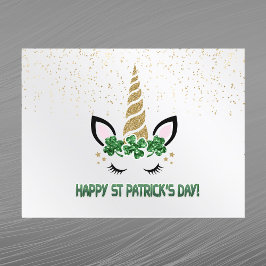 Unicorn Gold Green Shamrock St Patricks Day Feestdagenkaart